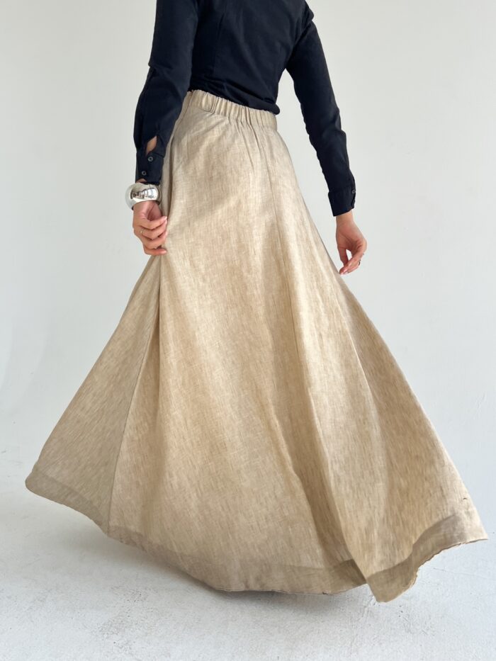 Linen Flowy Skirt - Image 3
