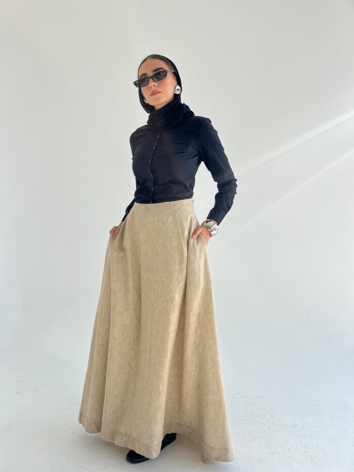 Linen Flowy Skirt - Image 2